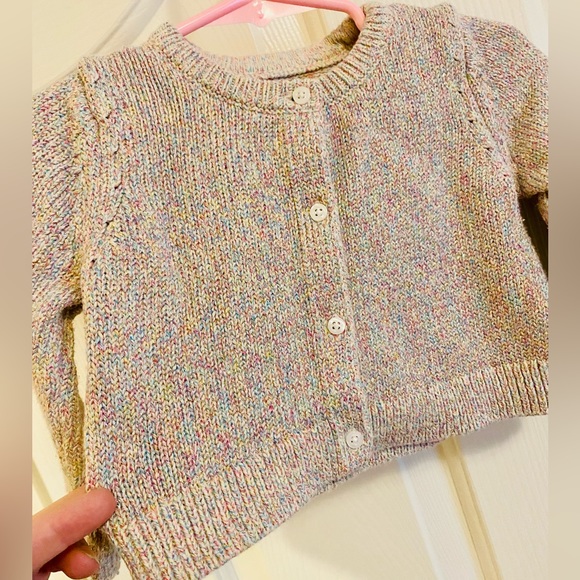 EUC Baby Gap Rainbow Metallic Button Up Knit Cardigan Sweater - Picture 8 of 14